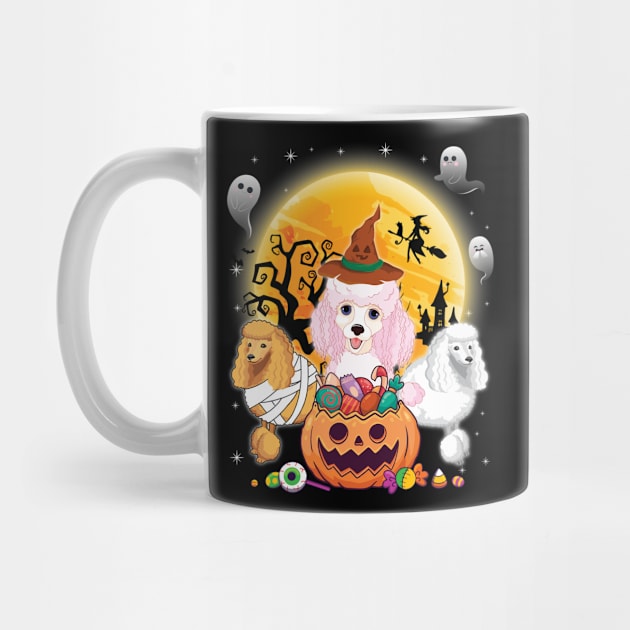 Poodle Dog Mummy Witch Moon Ghosts Happy Halloween Thanksgiving Merry Christmas Day by joandraelliot